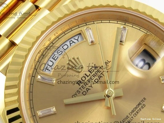 1225 WrinkleFree DayDate 40 228238 ARF 904L Steel YG Crystal Diamonds Bezel on President Bracelet VR 1550